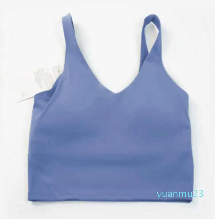 Sujetador de Yoga para mujer de verano en forma de U No 24 anillo incorporado almohadilla en el pecho Sujetador deportivo para mujer gimnasio sin mangas Fitness Yoga moda Tank Top sujetadores