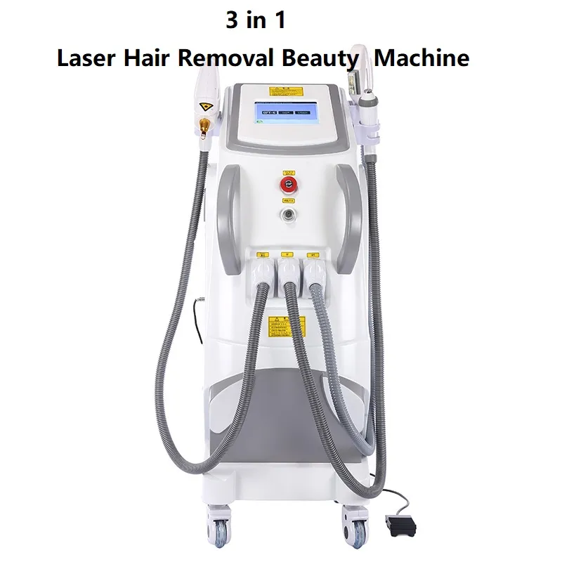Profesjonalny IPL 3 w 1 laserowy usuwanie włosów Epilator nd yag laser tatuaż urządzenie pionowe usuwanie włosów ipl opt rf maszyna