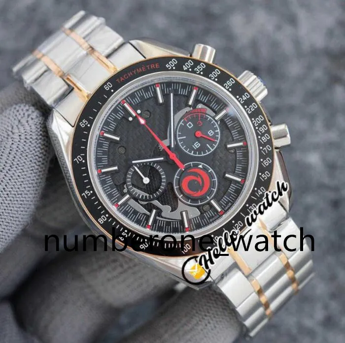 Relógio masculino 44mm Apollo Commemorative Edition Relógios Dark Side Moon 311.92.44.30.01.001 Quartz Chronograph Mens Watch PVD pulseira de couro de aço preto