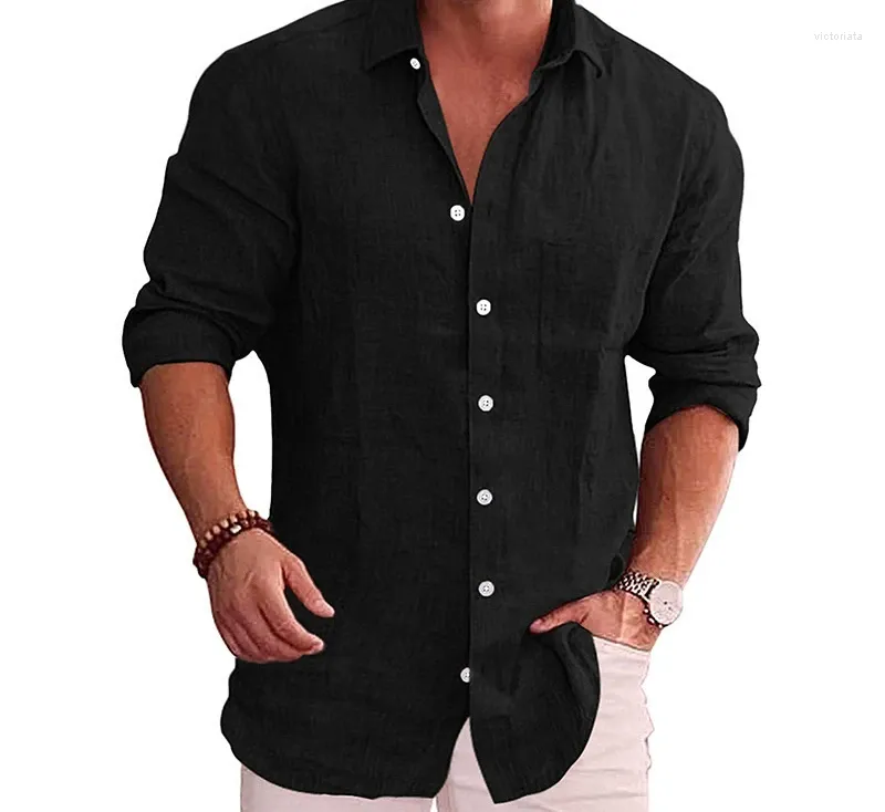 Chemises décontractées pour hommes Cardigan Hommes à manches longues Y2k automne 2023 mode polyvalent ajustement de couleurs solides choux de chemisier