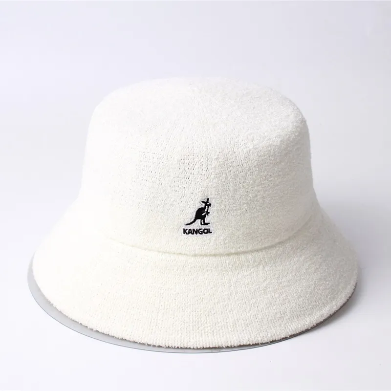Kangol Animal Embroidery Hat Womens Womens Bucket Dughets Buckets الكورية الصياد القبعة العصرية للجنسين.