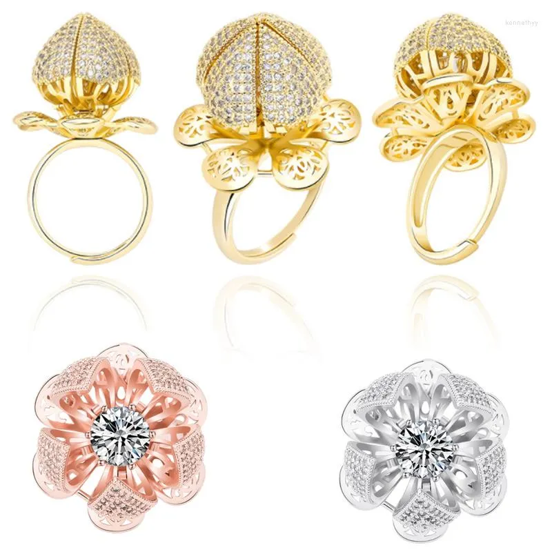 Cluster Rings Beautiful Flowers Bud Or Blossom Women Favourite So Special Unique Single Sizes Two Wearing Ways