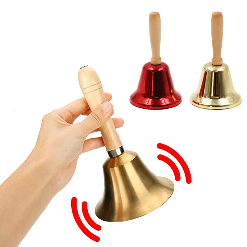 Creative Christmas Wooden Hand Bell Crisp Tone Santa Claus Jingle Bells Attention Attraction School Wedding Party Supplies