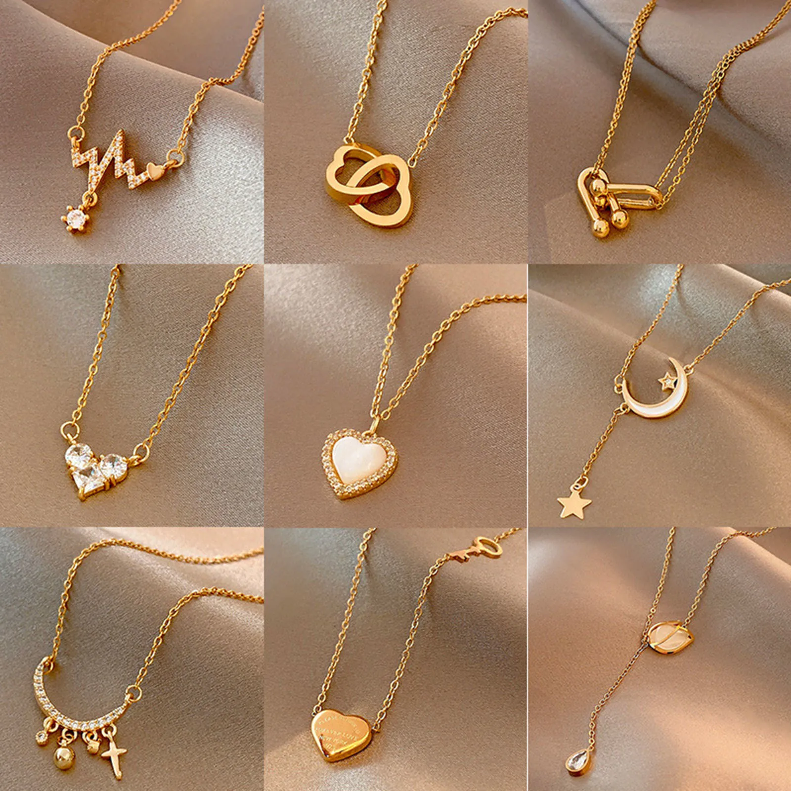 Gargantillas, collar clásico de acero inoxidable de Color dorado para mujer, joyería limitada, cuentas de perlas, colgante de corazón, regalo de cumpleaños 230410