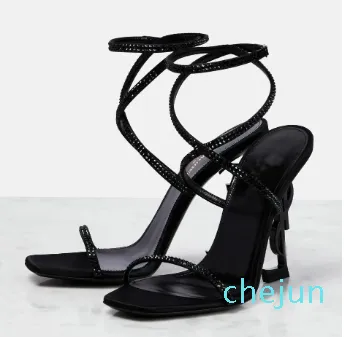 Sandali estivi di marca di lusso scarpe con tacchi alti con cinturino alla caviglia impreziositi da cristalli abito da festa da sposa elegante da passeggio