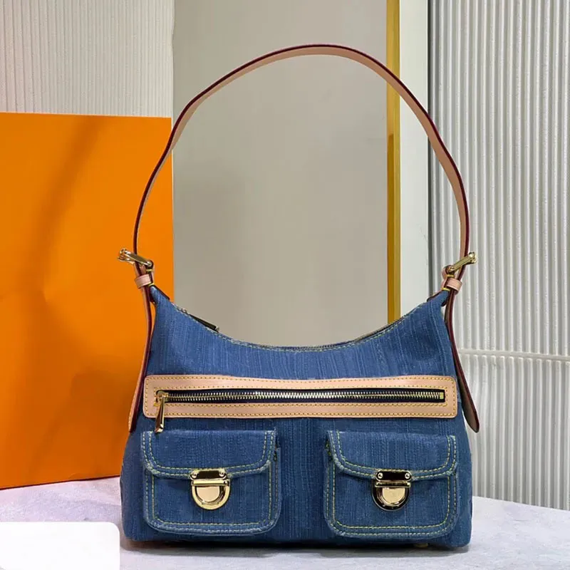 Bolsas de ombro vintage cowboy para compras nas axilas Bolsas Hobo Bolsa crossbody com zíper Bolsa feminina bolsa multi bolso Cool Girl alça ajustável de grande capacidade