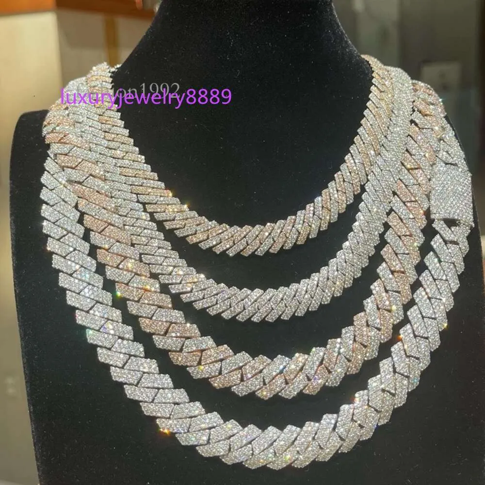 مخصصة للهيب هوب على طراز الذهب السلسلة الذهبية الكوبية الصلبة Sier 10K الذهب الأصفر Moissanite Miami Miami Cupan Beaclace قلادة