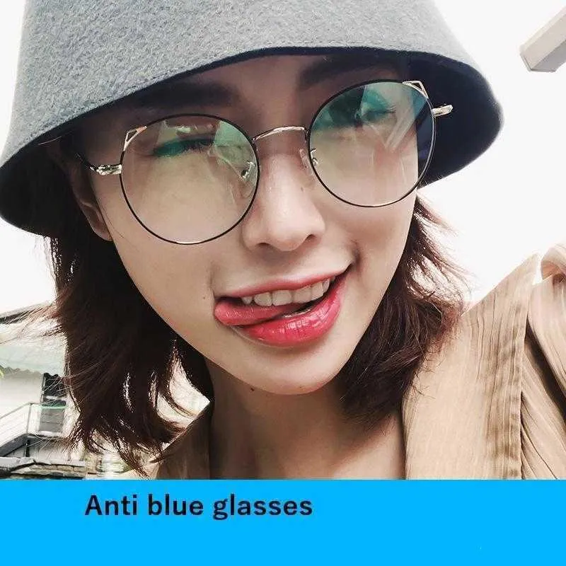 Lunettes unies en métal de Style coréen, monture mignonne pour étudiant, Anti-rayon bleu, mode Simple