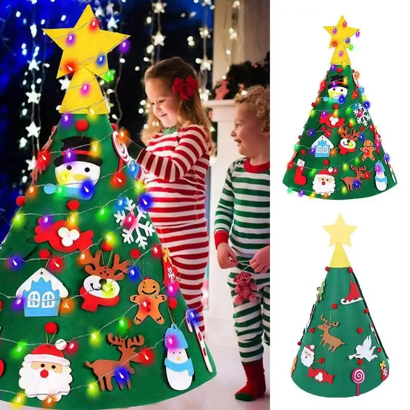 Christmas Decorations DIY Lighted Tree Pre Kindergarten Felt Toys 3D Set Wall Supplier 231110