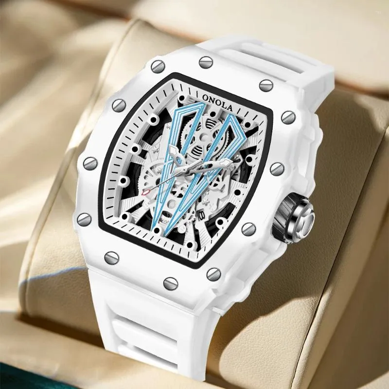 Relógios de pulso de alta qualidade relógio masculino quartzo onola moda relógio impermeável fita de silicone para homens