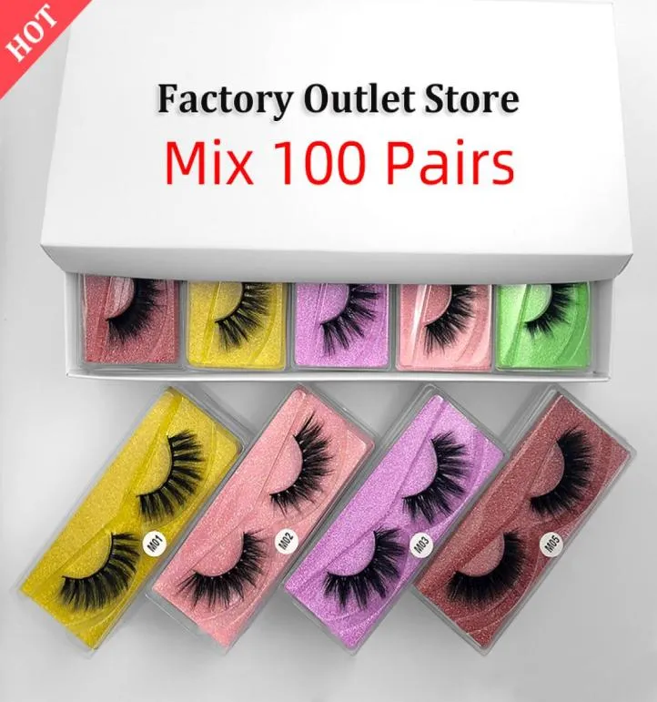 Whole Lashes 3050100pairs 3d Mink Lashes Natural Long with Custom Box In Bulk Makeup Maquiagem Eyelash Extension Supplies CX6528073