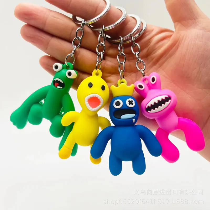 Rainbow Friends Soft Rubber Keychain Kawaii Figure Key Chains Blue Monster Black Ant Anime Key Charms Kids Birthday Gift