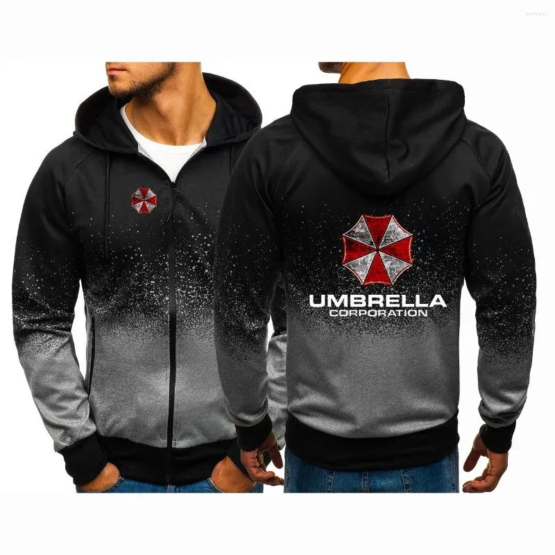 Sweats à capuche pour hommes, dégradé Umbrella Corporation, sweat-shirt Harajuku, pull à fermeture éclair, beaux hommes, vêtements en coton, vestes, manteau, 2023