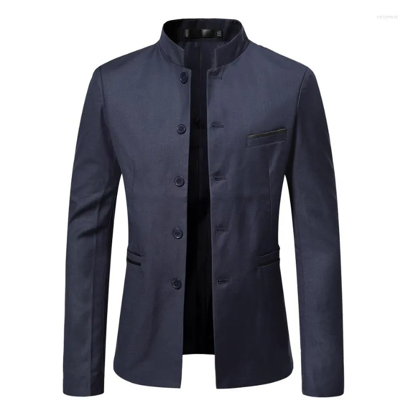 Mens Suits Spring Autumn Coat Men S Solid Color Cardigan Stand Collar Blazers Long Sleeve Slim Single Breasted Jacket From 29 7 DHgate