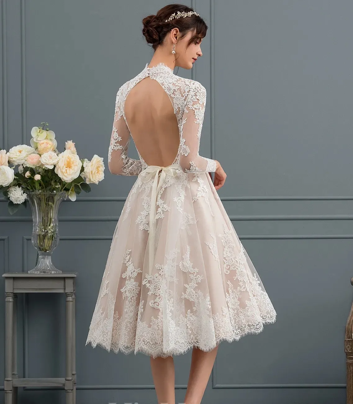 champagne short dresses bridesmaid Champagne Bridesmaid Dresses Short Sleeves Split  Lisposa