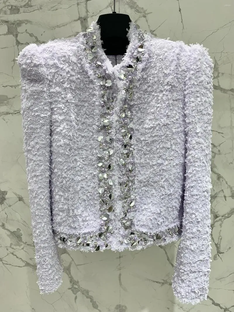 Giacche da donna Paillettes Perline Frange Nappe Coprispalle Spalle Cappotti in tweed Cappotto con scollo a O Celebrity