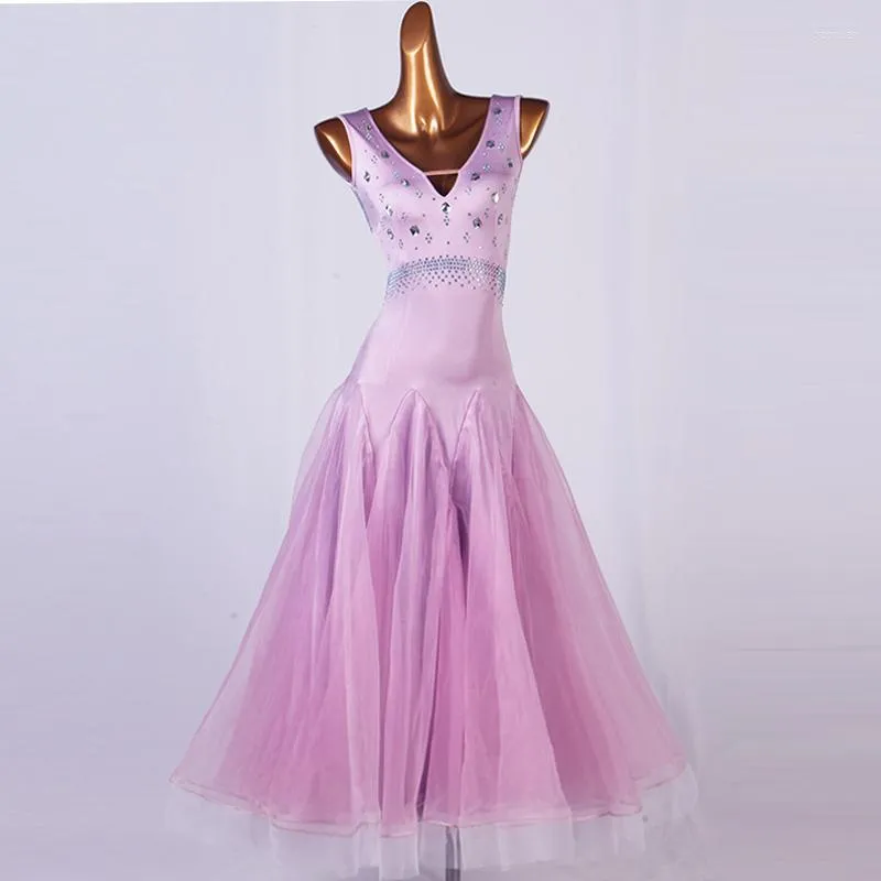 Scene Wear Adult Ballroom Competition Dance Dresses Lady's Purple High Quality Kirt Tango Waltz Dancing Dress Women