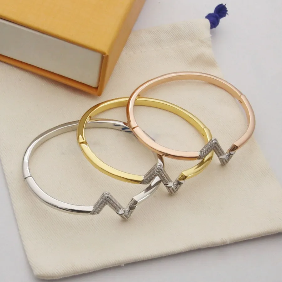 Bracelets Designer Jewelry Women Bracelets Designer For Women Rose Gold Color Letter Gold Plated Stainless Steel Wedding Lovers Gift Jewelry F9ns#