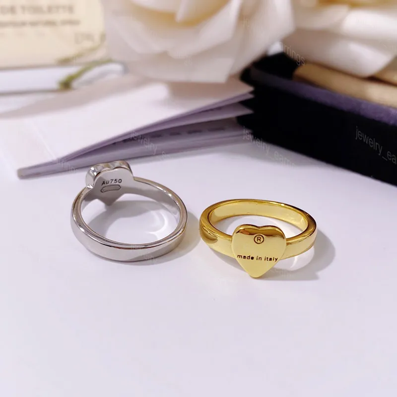 Varumärkesringar för Woman Man Heart Ring Enamel Designer Unisex Love Rings Gold Silver Circlet Fashion Jewelry With Box