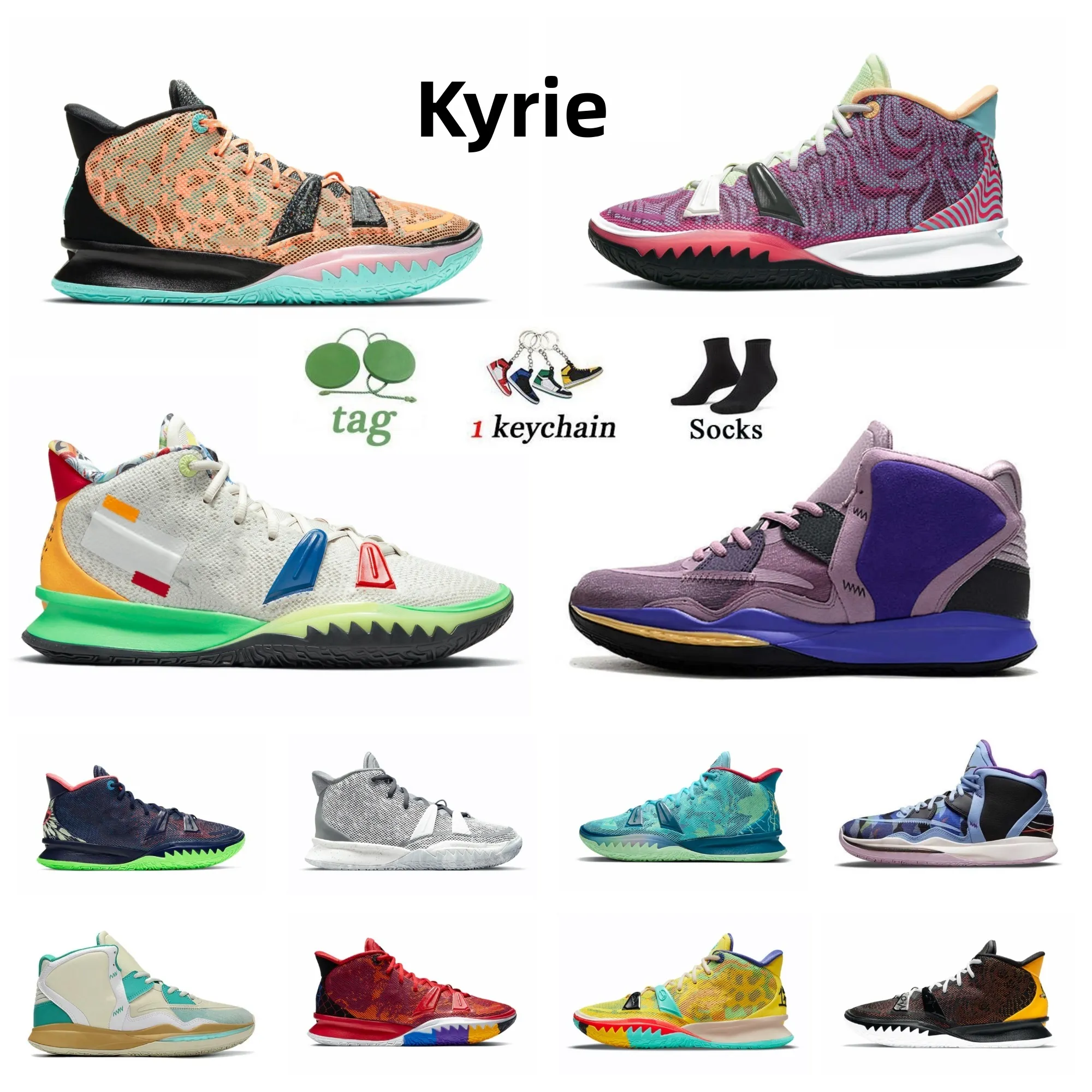 Kyrie 7 Basketbol Ayakkabıları Kyrie 5 One World People Chip Copa Grind Mens Ayakkabı Irving 5s Sünger Taze Taze All Star Patrick Oreo Trainers SpongeBobs