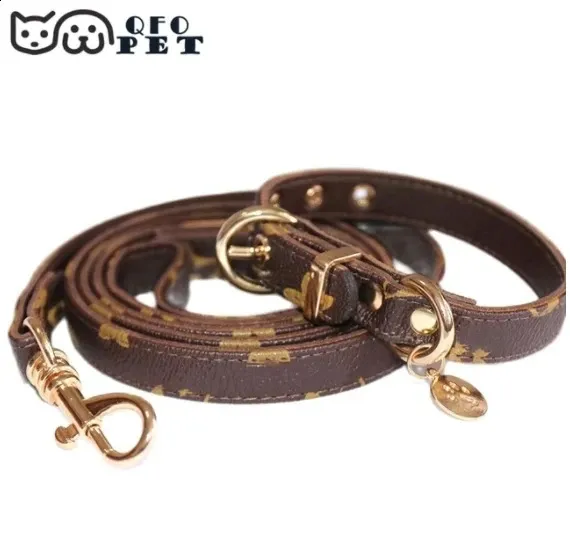 Colliers pour chiens Laisses Collier de chien en cuir véritable Laisse Ensemble Design de qualité 4 Modèle de marque Petit Chien Moyen Teddy Chihuahua Bouledogue Français Fournitures pour animaux de compagnie 231110