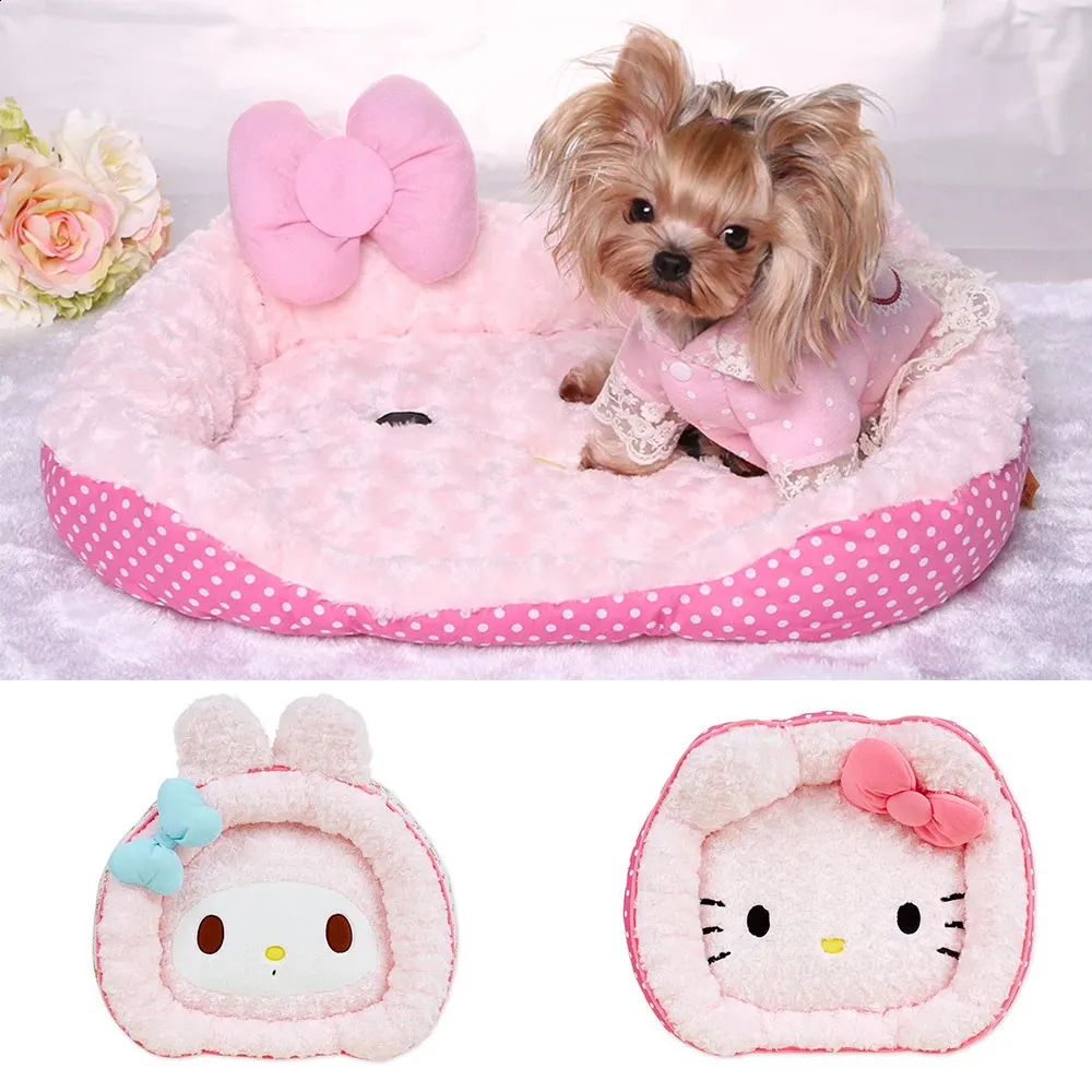 kennels pens Cute Chihuahua Pink Pet Dog Bed for Small Dogs Kennel Cartoon Embroidered Double Sided Dog Bed for Yorkies Dog Accessories S-L 231109