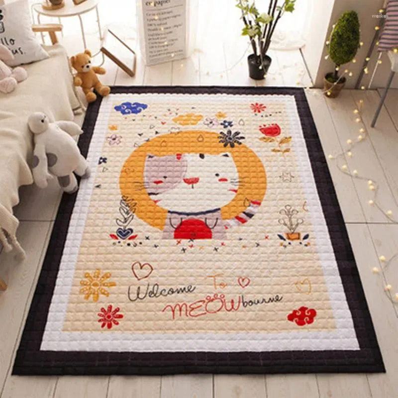 Carpets Nordic Ins Cartoon Cotton Kids Toys Carpet Baby Play Mat For Children Developing Rugs Rug Machine Washable Folding