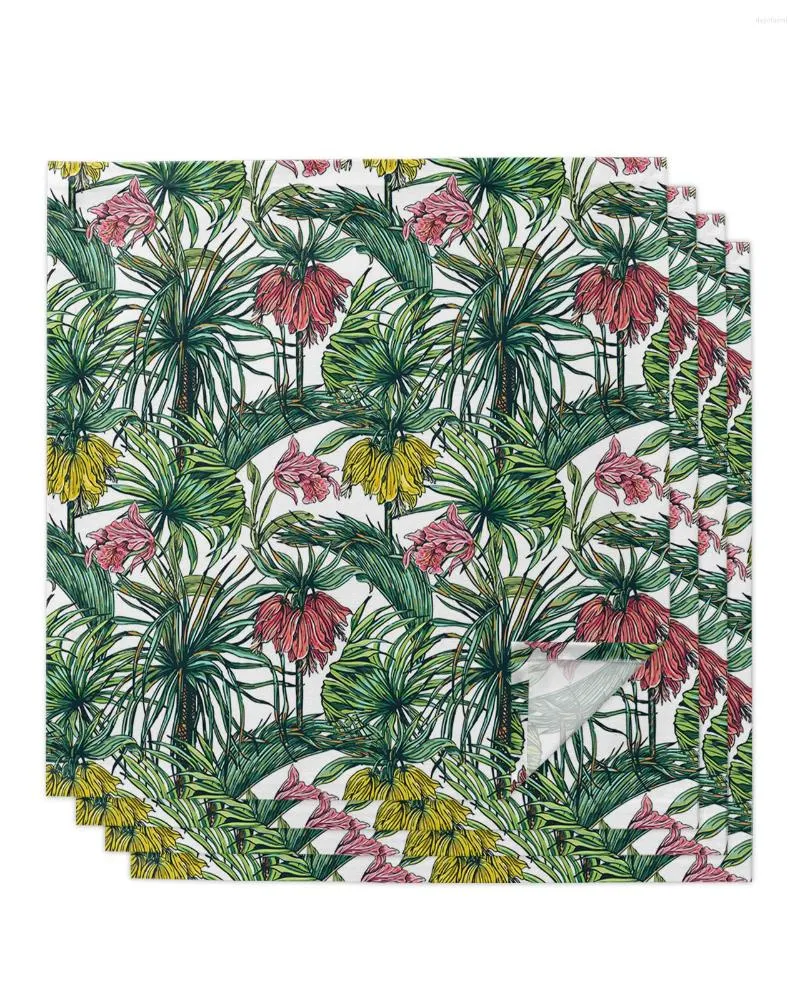 Tovagliolo da tavola 4 pezzi Piante tropicali Fiori Quadrato 50 cm Decorazione di nozze per feste Tovaglioli da cucina per la cena