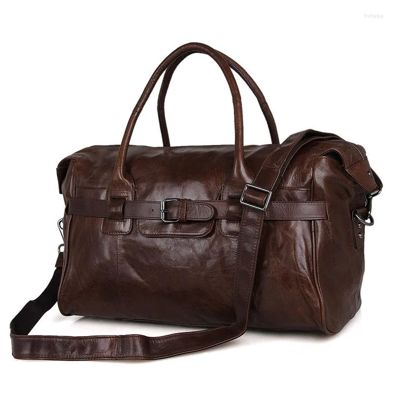 Seesäcke Casual Echtes Leder Business Travel Bag Herren Großes Handgepäck Male Cow Duffle Overnight Weekend Big Tote