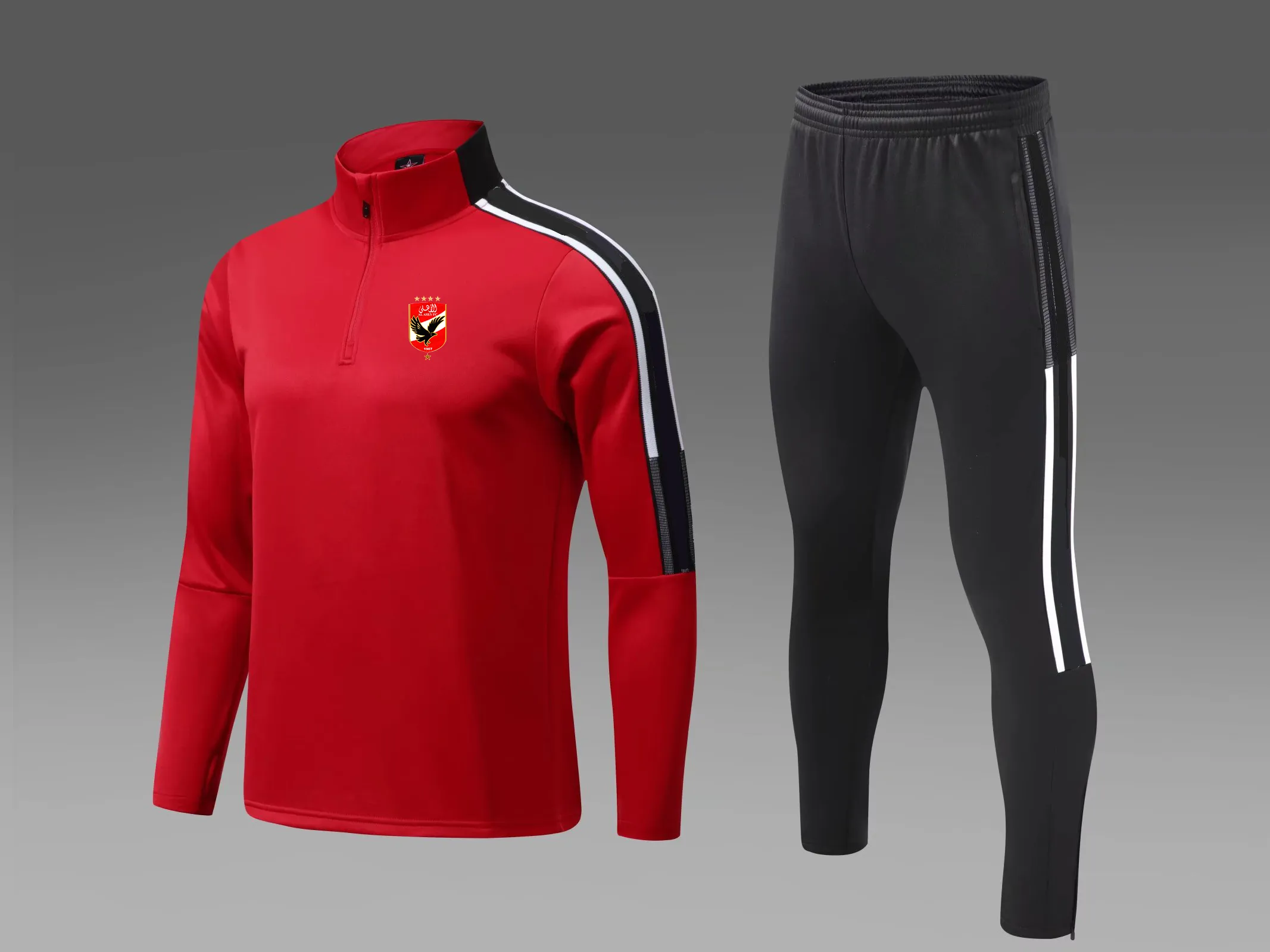 El Ahly Costume de sport pour hommes et enfants hiver plus velours chaud loisirs de plein air sport costume d'entraînement chemise de jogging vêtements de sport décontractés de rue