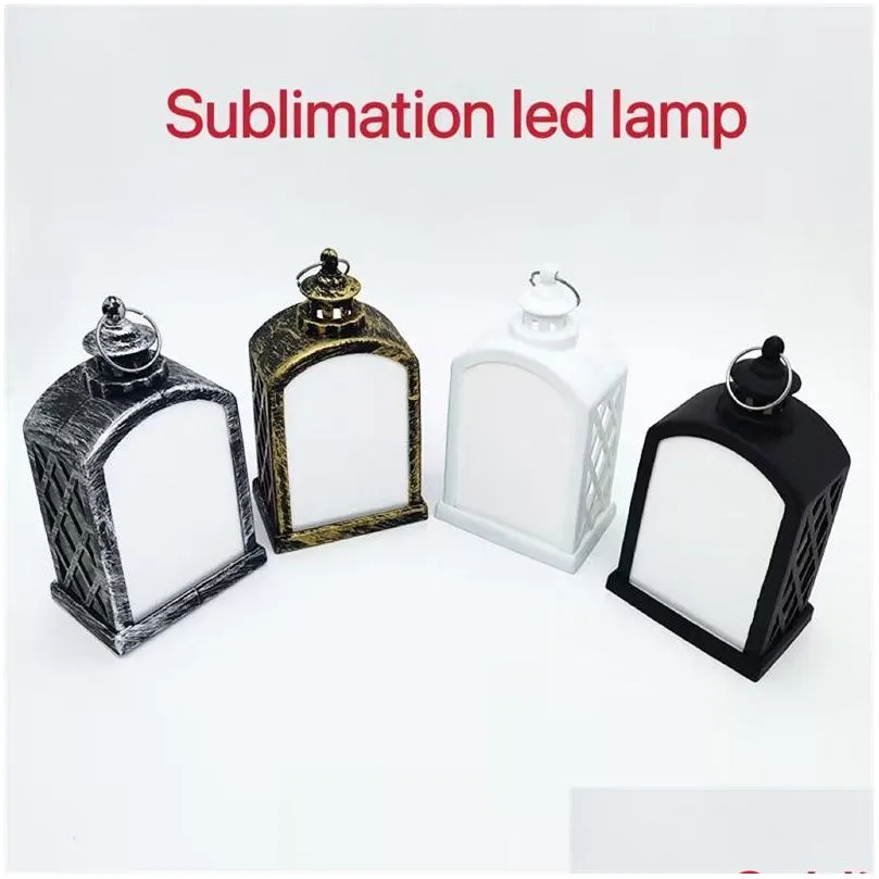 Christmas Decorations Sublimation Christmas Led Lanterns Fireplace Lamp Handheld Light Double Sided For Home And Outdoor Decorations D Dhz8M