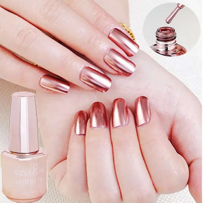 Nail Polish Mirror Nail Polish 12 Colors Metallic Mirror Purple Rose Gold Chrome Nail Art Varnish Quick Drying Polish Nail Decorations 231110