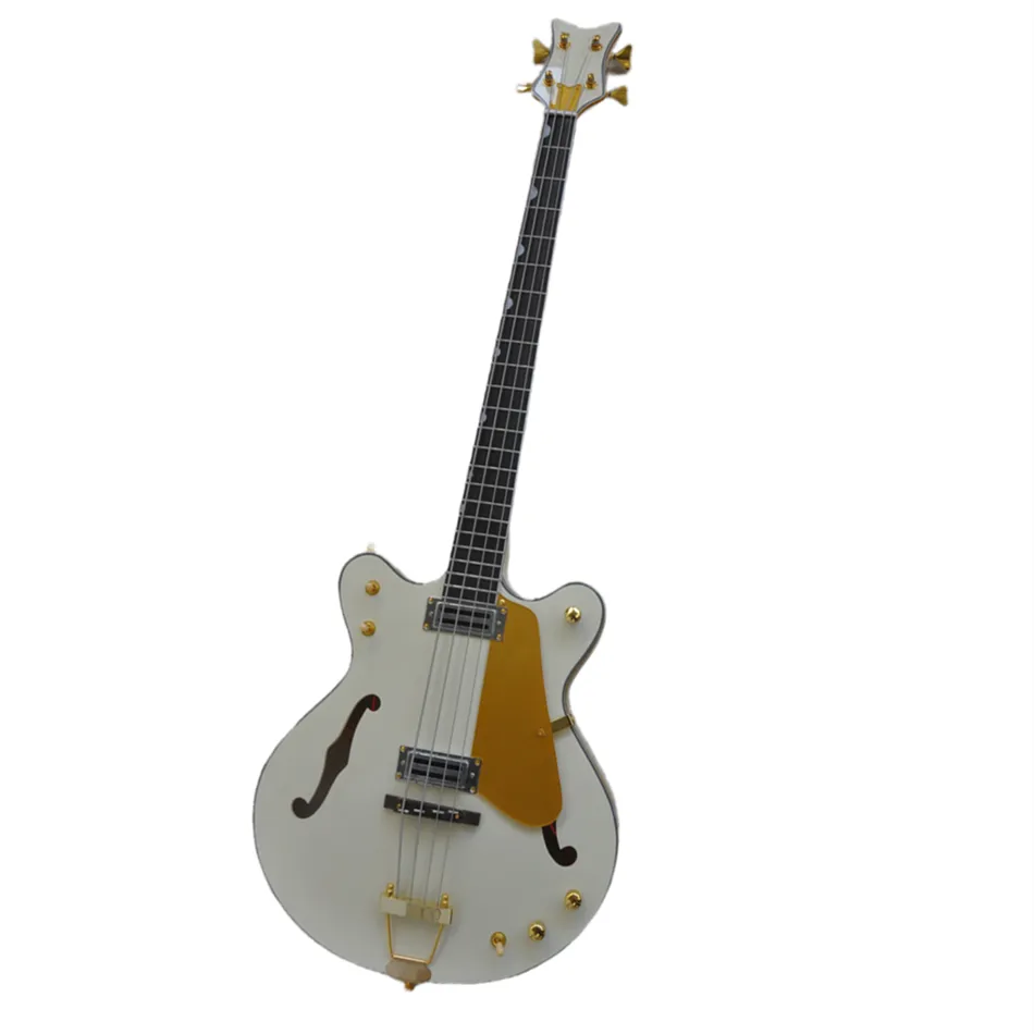 Off-white Color Electric Bass Guitar with Golden Hardware Offer Logo/Color Customize