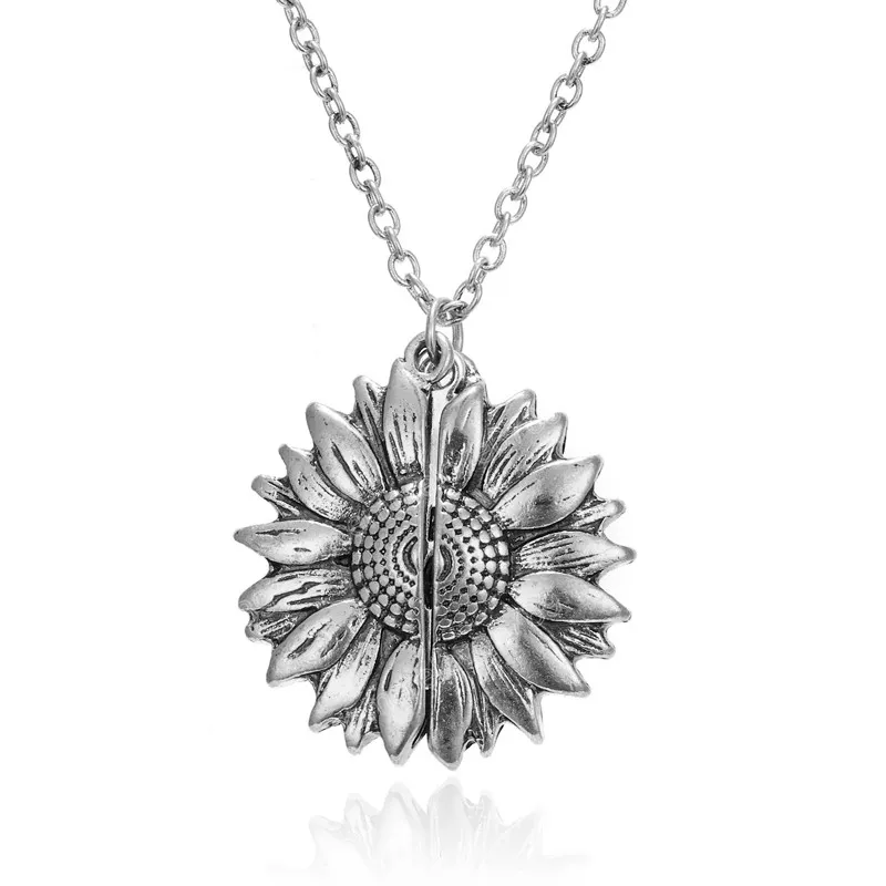 Kreative Sonnenblume Schriftzug Anhänger Halsketten Männer Frauen Mode Paar Schmuck Halskette Zubehör Geschenk