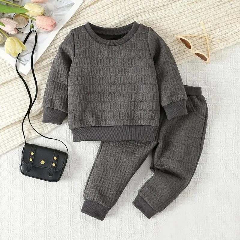 Kläduppsättningar småbarn pojkar gilrs långärmad brev skriver ut skjorta pullover toppar byxor outfits preemie set baby girl clothe