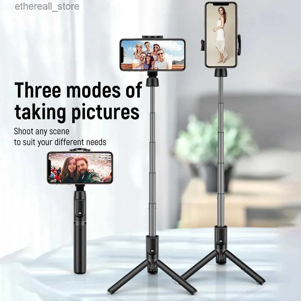 Selfie Monopods Multifunction Wireless Bluetooth Selfie Stick Tripod With Remote Selfie Extendable Foldable Monopod For Iphone Action Camera Q231110