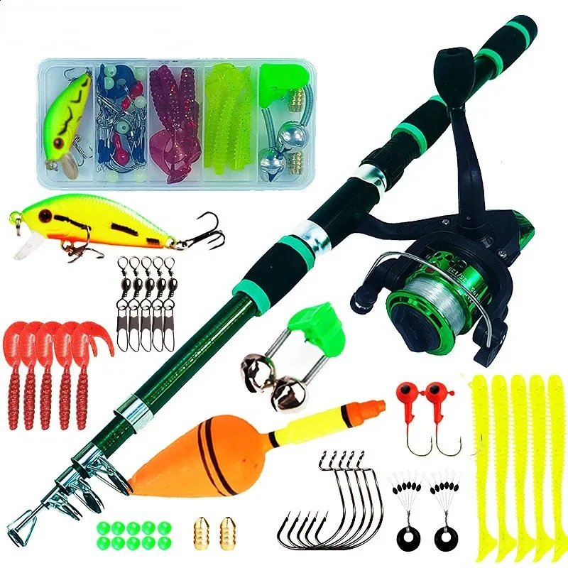 Fishing Accessories Spinning Fishing Rod and Reel Combo1.8M Telescopic Rod with 5.2 1 3BB Reel Max Drag 5kg Full Fishing Kit Fishing Set 231109