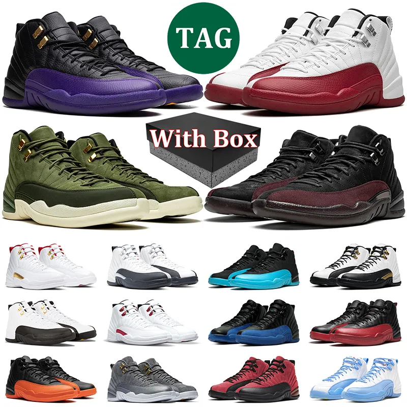 12 12s Cherry With Box Basketballschuhe Stealth Gamma Blue Reverse Flu Game University Gold The Master University Gold Twist Herren-Turnschuhe