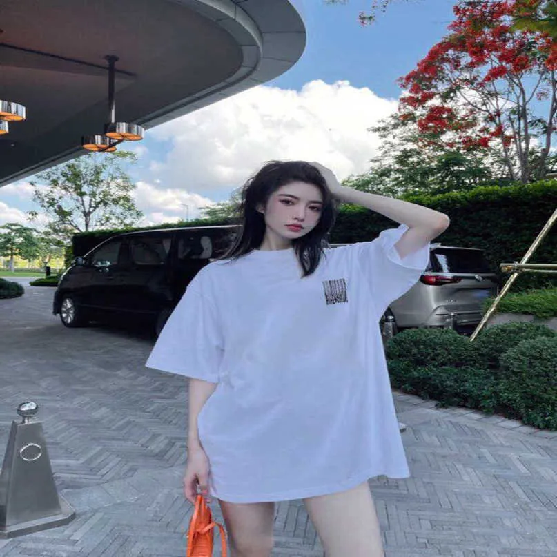 Designer New Women T Shirt Shirt High Edition 2023 Summer Moss Code Letter Afdrukpaar Sleeve T-shirt