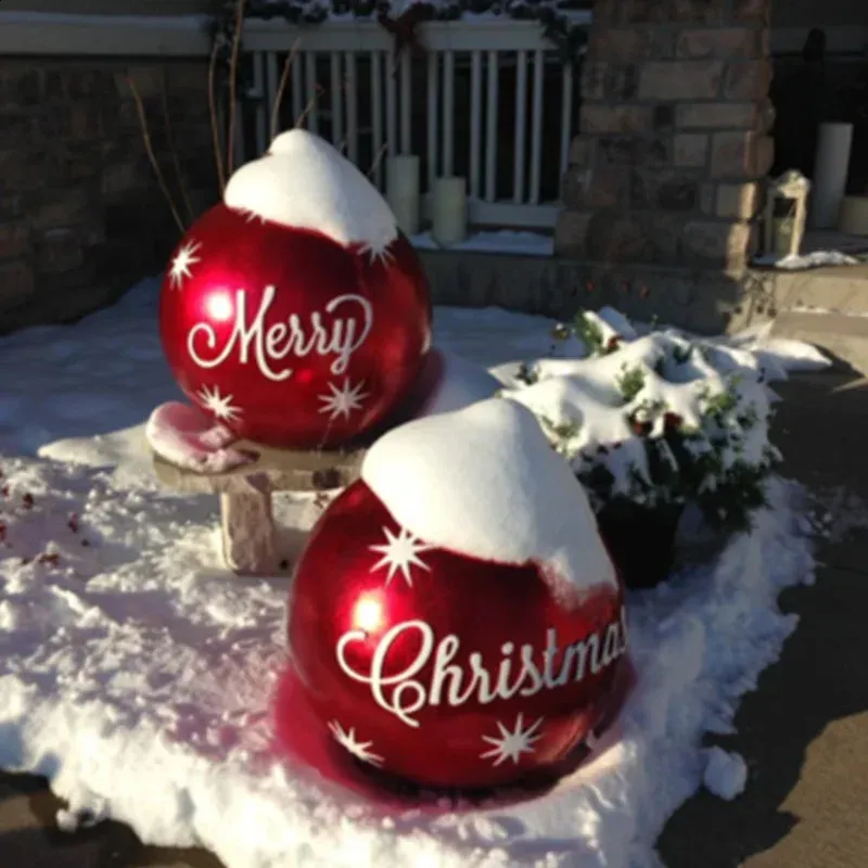 Décorations de Noël Boule gonflable extérieure de Noël de 60 cm en PVC géant grandes boules décorations d'arbre en plein air jouet balle cadeaux de Noël ornements 231109