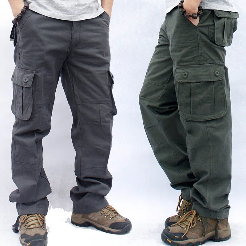 Pantalons pour hommes Pantalons cargo Hommes Salopette de travail militaire Lâche Pantalon tactique droit Multi-poches Baggy Casual Coton Armée Pantalon 44 230408