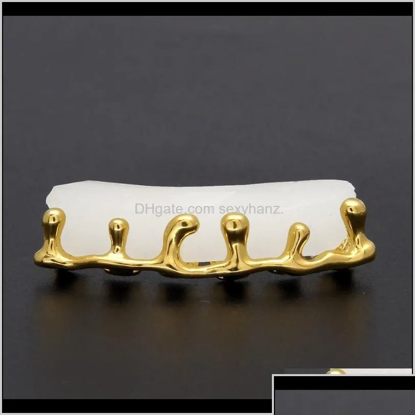 Grillz Dental Grills Grillz Body Tands Vulkanische Lava DRIP Gold Mens Hip Hop Sieraden Zdj3v Drop levering Dh2SG