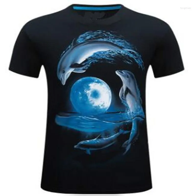 Męskie koszule 2023 3D T -shirt z krótkim rękawem Eksplozja Dominująca osobowość z stereo XL - Dolphin