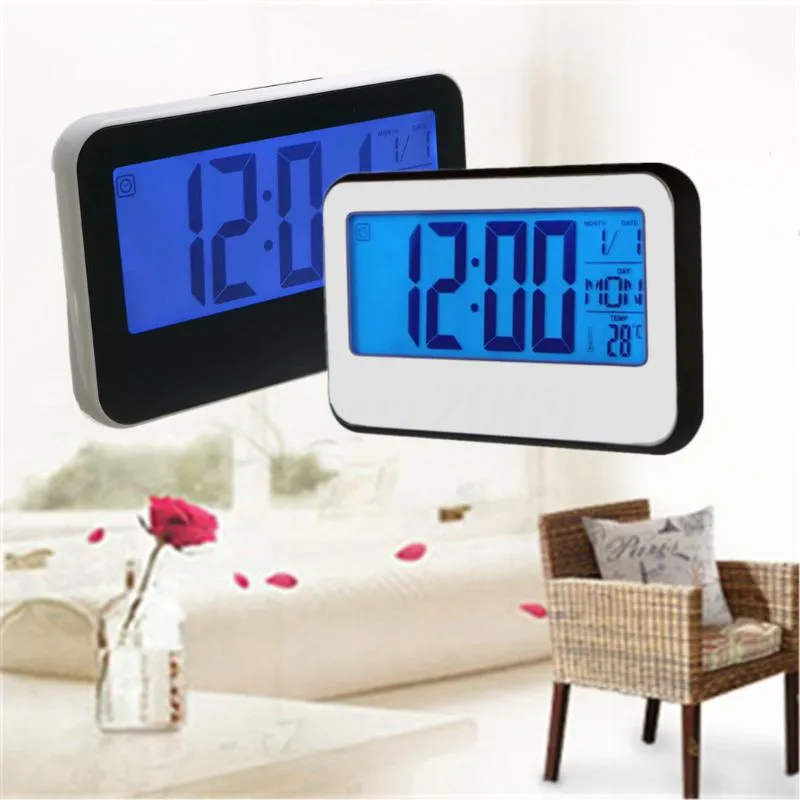 Klockor Tillbehör Andra LED Display Temperatur Digital Backlight Alarm Clock Multifunktionsskärm Smart Desktop