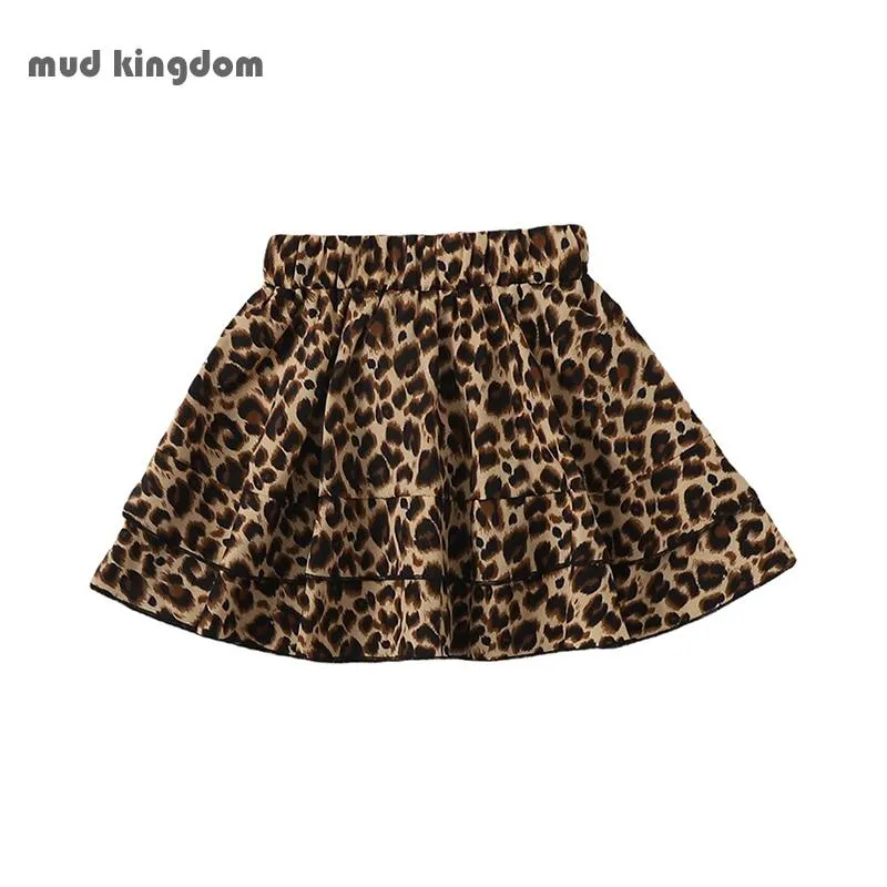 Skirts Mudkingdom Little Girls Leopard Skirt Elastic Waist Layered For Children's Clothes Summer Fashion Design 2-6T