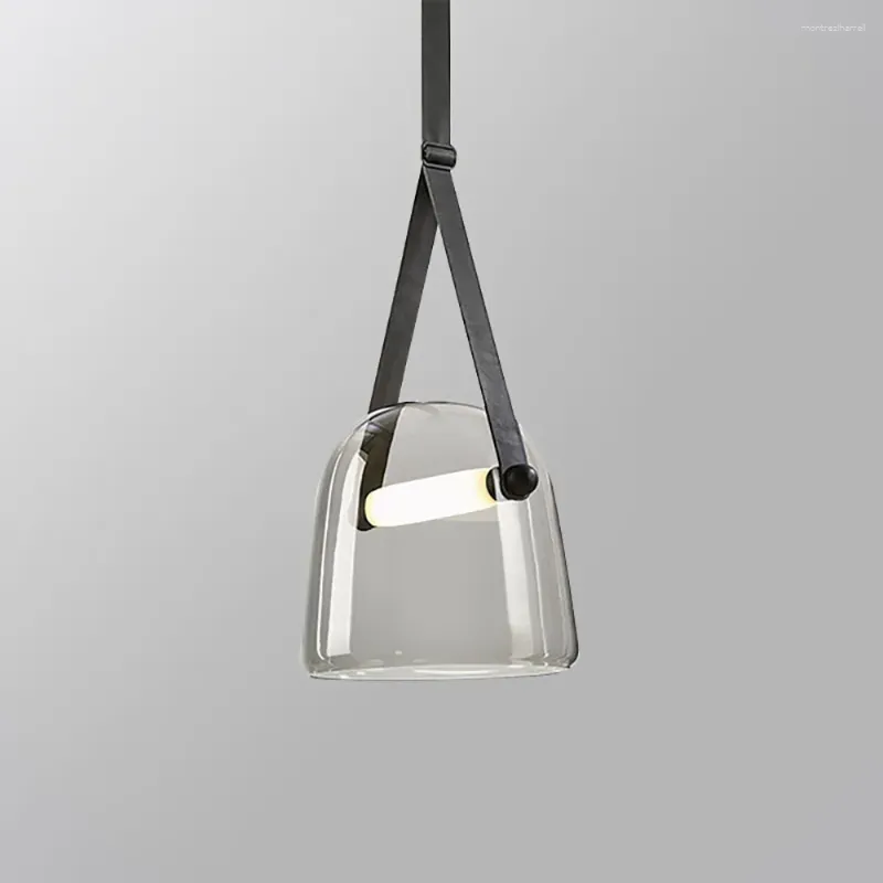 Lâmpadas pendentes Nordic luzes de vidro designer cinto led pendurado para quarto cozinha sala de estar bar decoração de casa luminária de suspensão