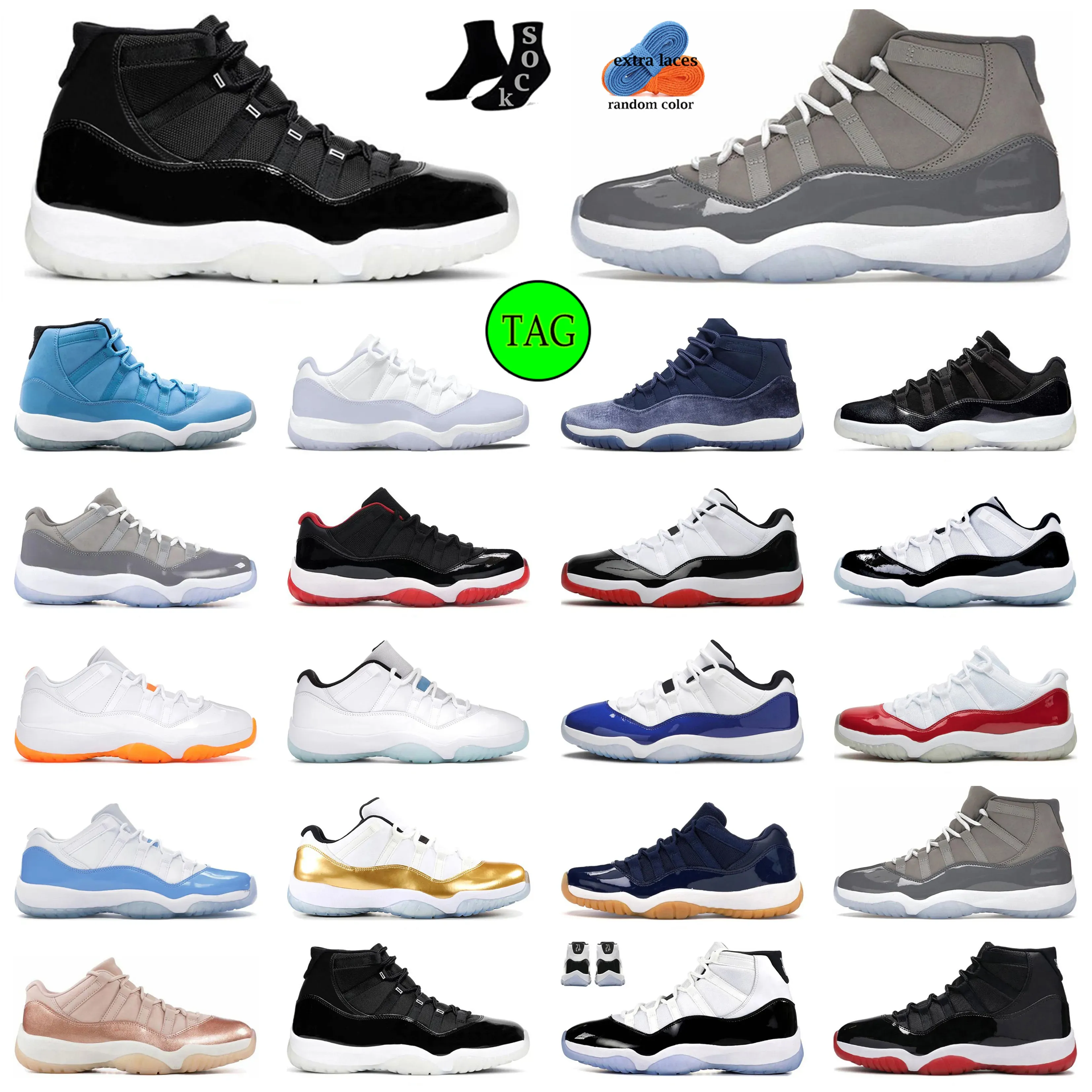 Over Size High 11 Basketball Shoes Cement Cool Grey Cherry Low 11s Sneakers Jubilee Pure Violet Animal Instinct Pantone Low University Blue Men Women Sports 36-47