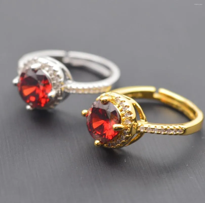 Fedi nuziali 2023 tendenza anello di cristallo rosso rubino naturale fascino argento zircone coppia placcatura in oro pietra preziosa per le donne