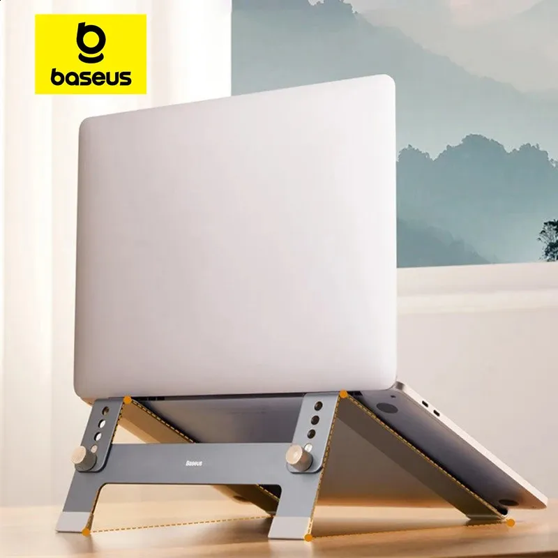 Tablet PC Stands Baseus Dizüstü Bilgisayar Stand Katlanabilir Alüminyum Alaşım Taşınabilir Defter Stand Standı MacBook Air Pro 10-17 '' Bilgisayar Braket Dizüstü Tutucu 231109