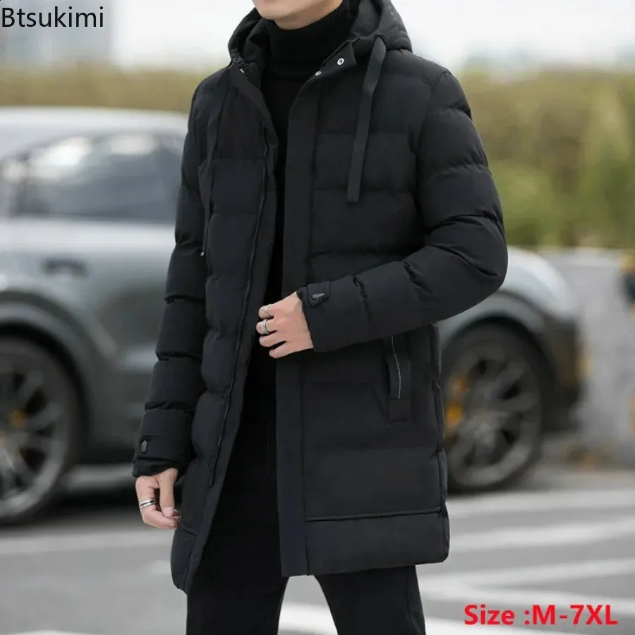 Men's Down Parkas 2023 Winter Warm Jackets Hooded Casual Long Thicker Male Outwear Coats Slim Fit 231110